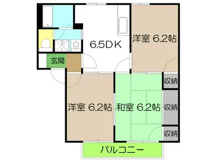 東代ハイツ B棟(3DK/2階)の間取り写真