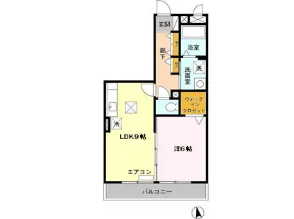 スカイヒル横濱六ツ川B棟(1LDK/3階)の間取り写真