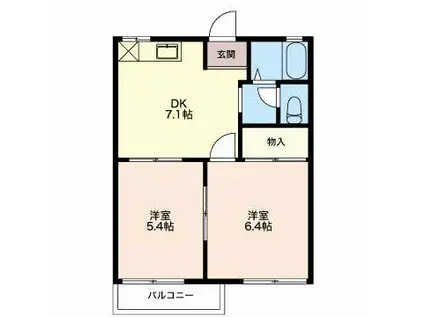 コンシェールS(2DK/2階)の間取り写真