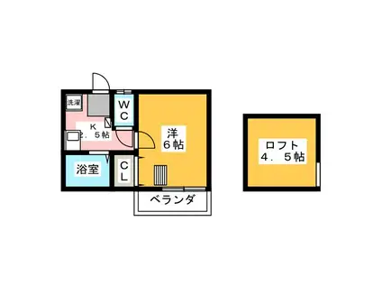 ハイツ長谷川(1K/2階)の間取り写真