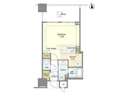 白金ザ・スカイ ウエスト(ワンルーム/12階)の間取り写真