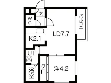 サウスERN SPOT(1LDK/4階)の間取り写真