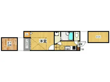 コンフォートベネフィス別府6(1K/1階)の間取り写真