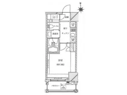 クレイシア亀戸(1K/6階)の間取り写真