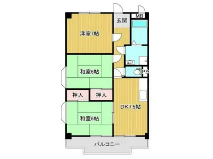 第2井住ビル(3DK/4階)の間取り写真