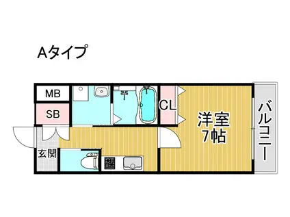 クローバー・グランデ長居公園(1K/2階)の間取り写真