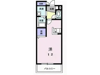 ローズマリー(ワンルーム/2階)の間取り写真