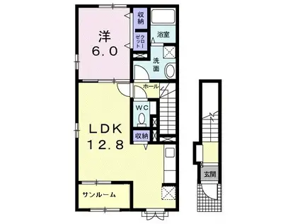 イル ルオーゴB(1LDK/2階)の間取り写真