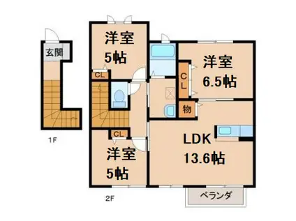 シャーメゾン・セレナ(3LDK/2階)の間取り写真
