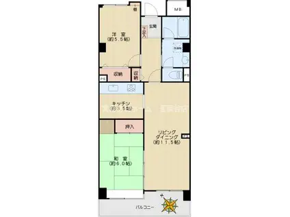 シティ音羽(2LDK/5階)の間取り写真