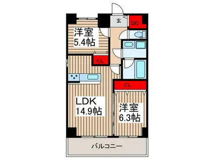 日比谷レジデンス(2LDK/10階)の間取り写真