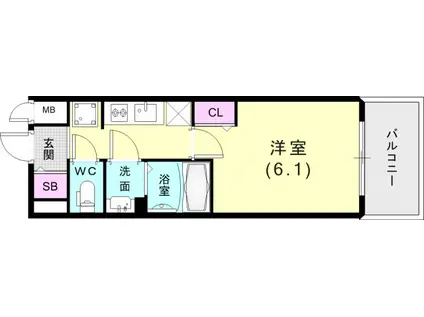 アドバンス神戸パーチェ(1K/6階)の間取り写真