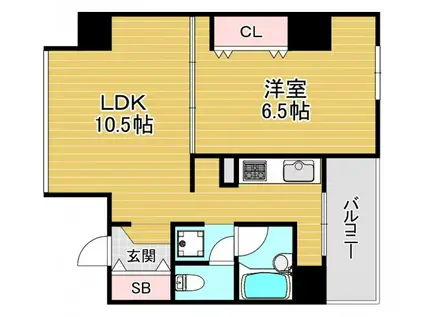 プロシード桜の宮(1LDK/2階)の間取り写真