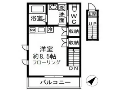 ディアコート東長崎(1DK/2階)の間取り写真