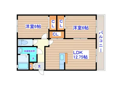 プレミールII(2LDK/1階)の間取り写真