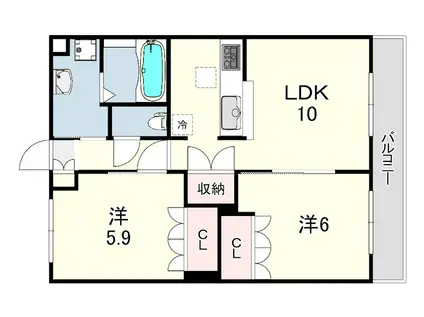 グリーンハイツ藤イースト(2LDK/2階)の間取り写真
