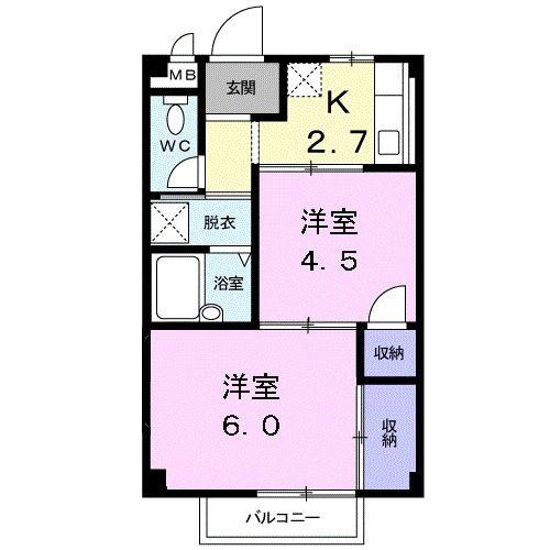 御殿山アベニュー(2K/1階)の間取り写真