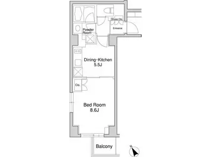 プラウドフラット南青山(1DK/3階)の間取り写真
