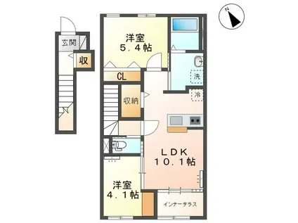 上前ハイツL(2LDK/2階)の間取り写真