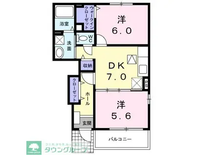 モデルノ・アロッジオ(2DK/1階)の間取り写真