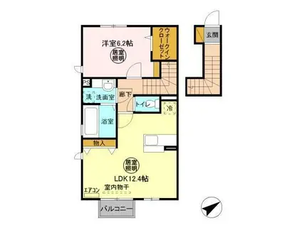 グランシャリオ II(1LDK/2階)の間取り写真