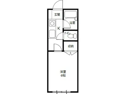 ニューウィング幕張(1K/2階)の間取り写真