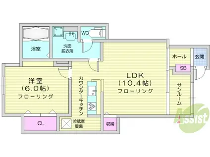 レジデンス上條(1LDK/1階)の間取り写真