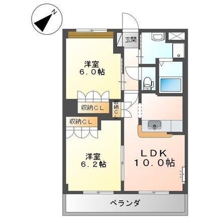 グランドール(2LDK/2階)の間取り写真