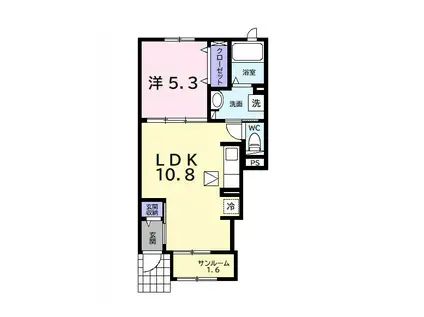 リッシュ(1LDK/1階)の間取り写真