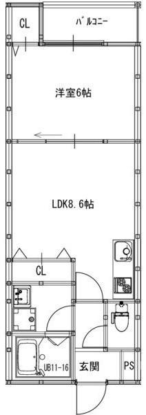 EIJU粉浜駅前(1LDK/3階)の間取り写真