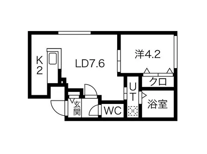 ブランシャールチェレステ鳥居前(1LDK/4階)の間取り写真