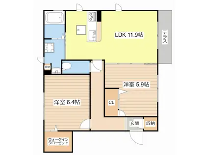 エスポワール(2LDK/1階)の間取り写真