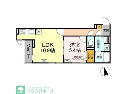 D-ZEST(1LDK/1階)の間取り写真