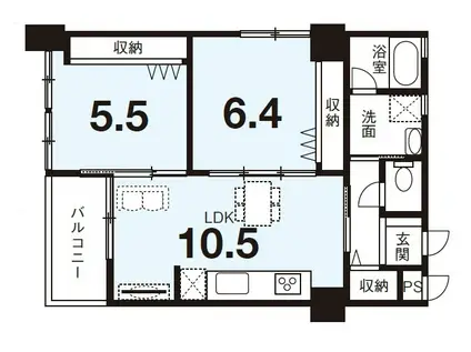 リアン・S(2LDK/4階)の間取り写真