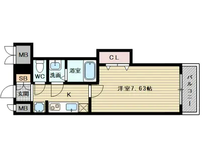 LUXE新大阪サウス(1K/2階)の間取り写真