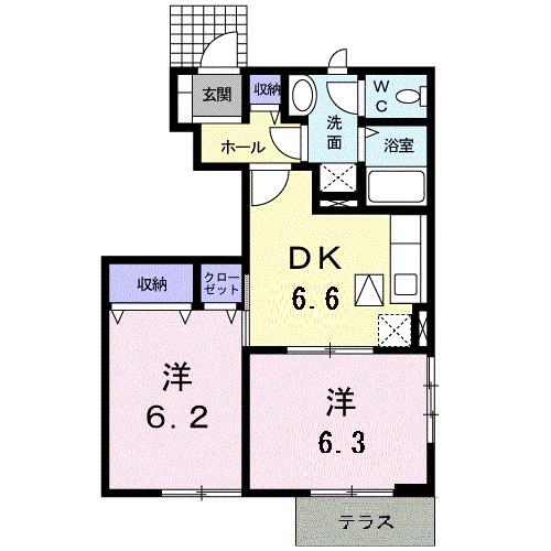 スマイルK(2DK/1階)の間取り写真