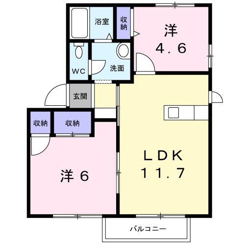 ガーデンパレス C棟(2LDK/1階)の間取り写真