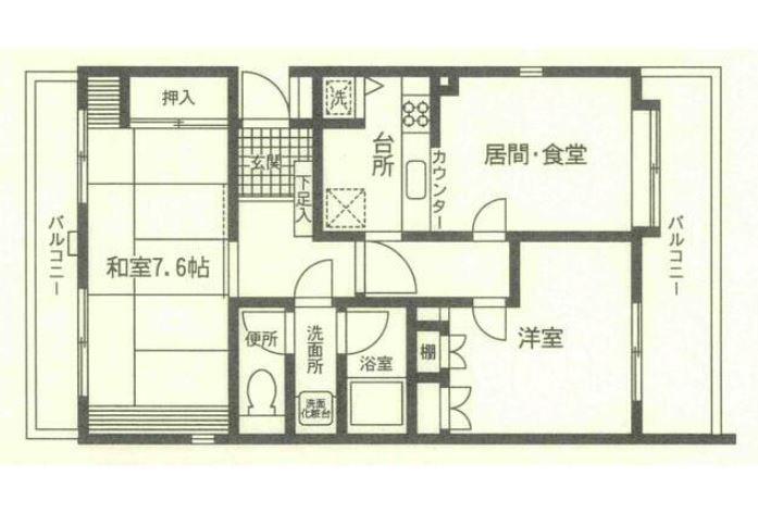 辻堂ガーデンタウン(2LDK/2階)の間取り写真