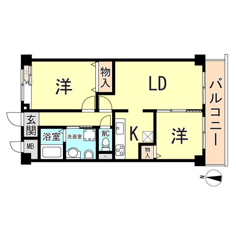 マンションエルミナール(2LDK/2階)の間取り写真
