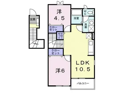 プラシード(2LDK/2階)の間取り写真