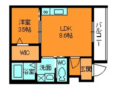 ラポーラ滝川参番館(1LDK/1階)の間取り写真