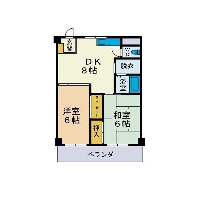 パレス大井(2DK/3階)の間取り写真