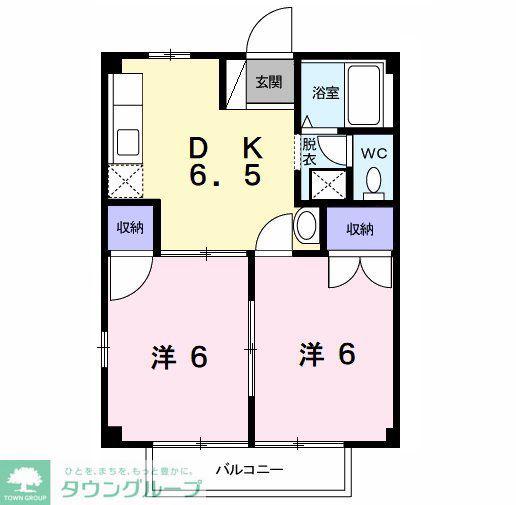 アメニティヒルズ(2DK/1階)の間取り写真
