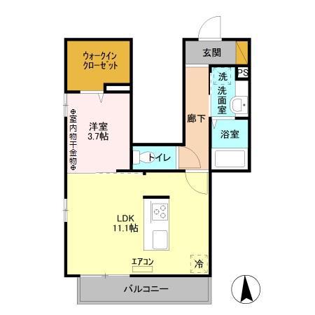 パステルコート(1LDK/1階)の間取り写真