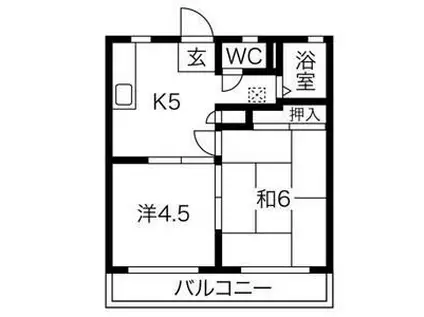 コーポ花の木I(2K/1階)の間取り写真