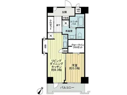 藤和三軒茶屋コープ(1LDK/2階)の間取り写真