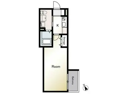 R2ハイツ(1K/1階)の間取り写真