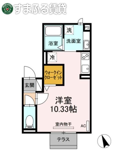ヴィレッタ岡崎(ワンルーム/1階)の間取り写真