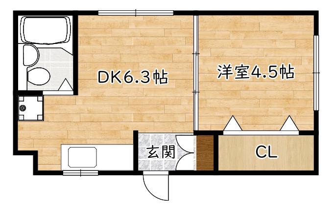 ビスタ庄内東町(1DK/1階)の間取り写真