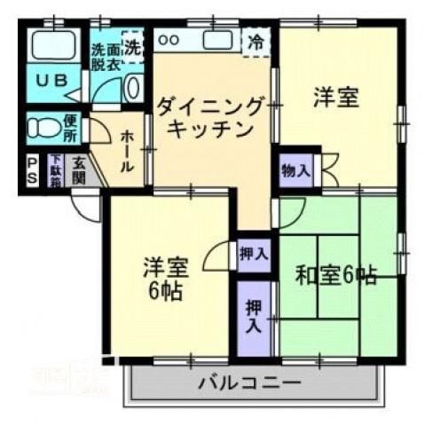 メゾニティーブラッサムA(3DK/2階)の間取り写真